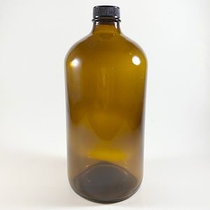 Large amber brown glass apothecary bottle